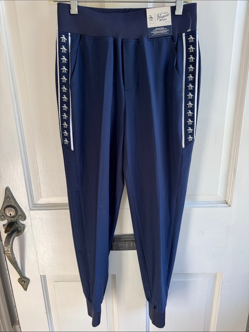 PENGUIN BY MUNSINGWEAR DRAWSTRING STRETCH WAISTBAND PANTS BLACK IRIS XS POCKETS